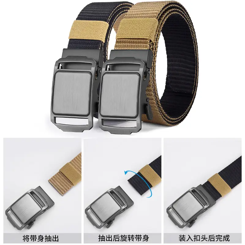 Men's Blue Nylon Belt with Automatic Buckle - Image 6