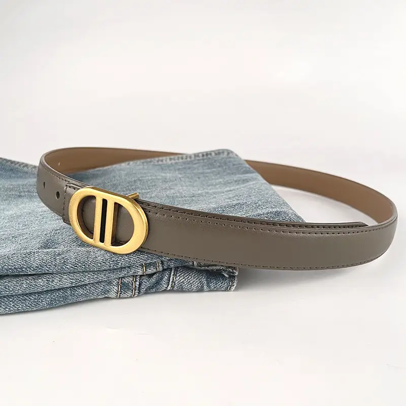 Women's Pink Leather Belt with Gold Logo - Image 27