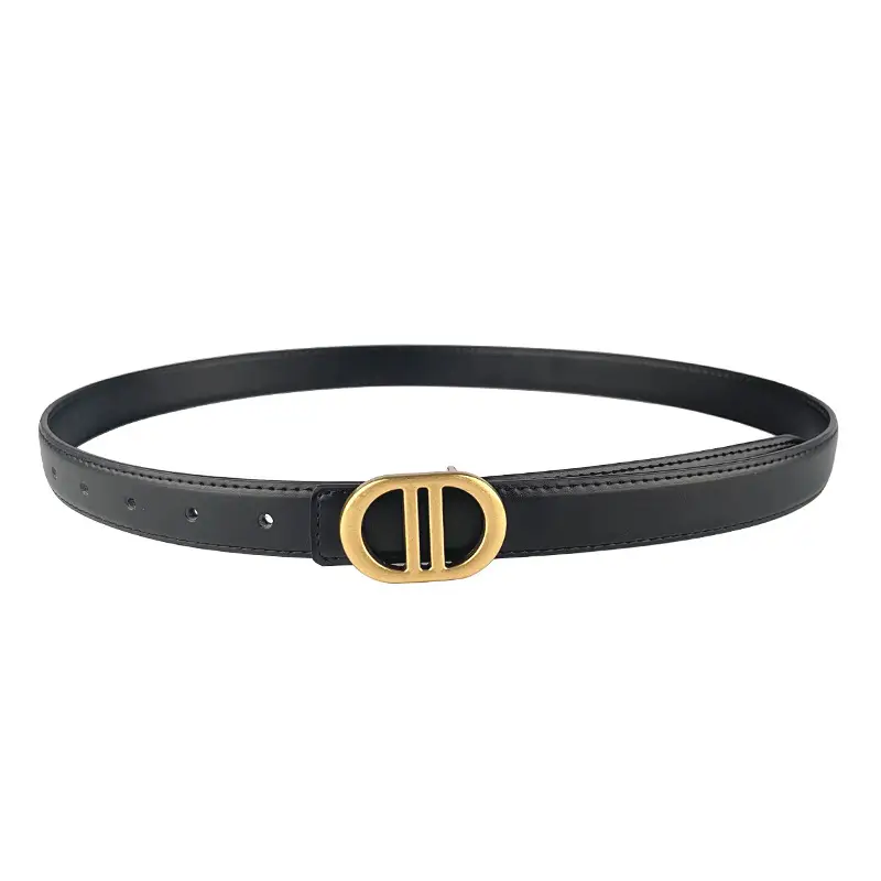 Women's Pink Leather Belt with Gold Logo - Image 28