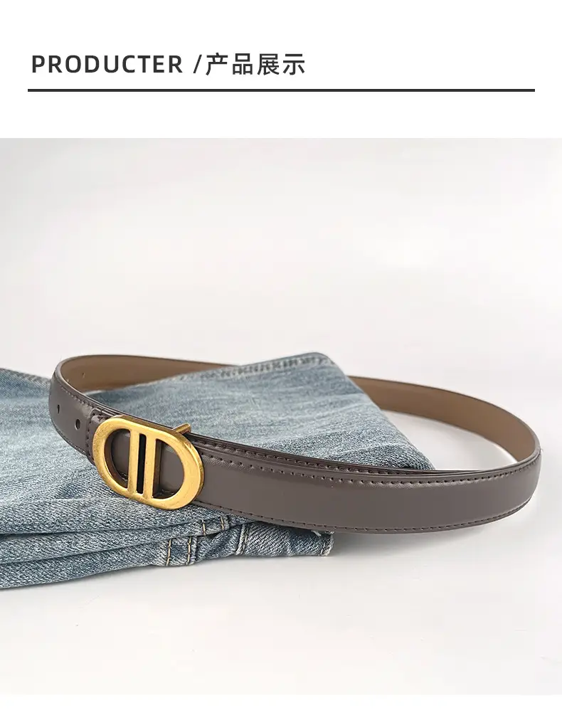 Women's Pink Leather Belt with Gold Logo β feature 10