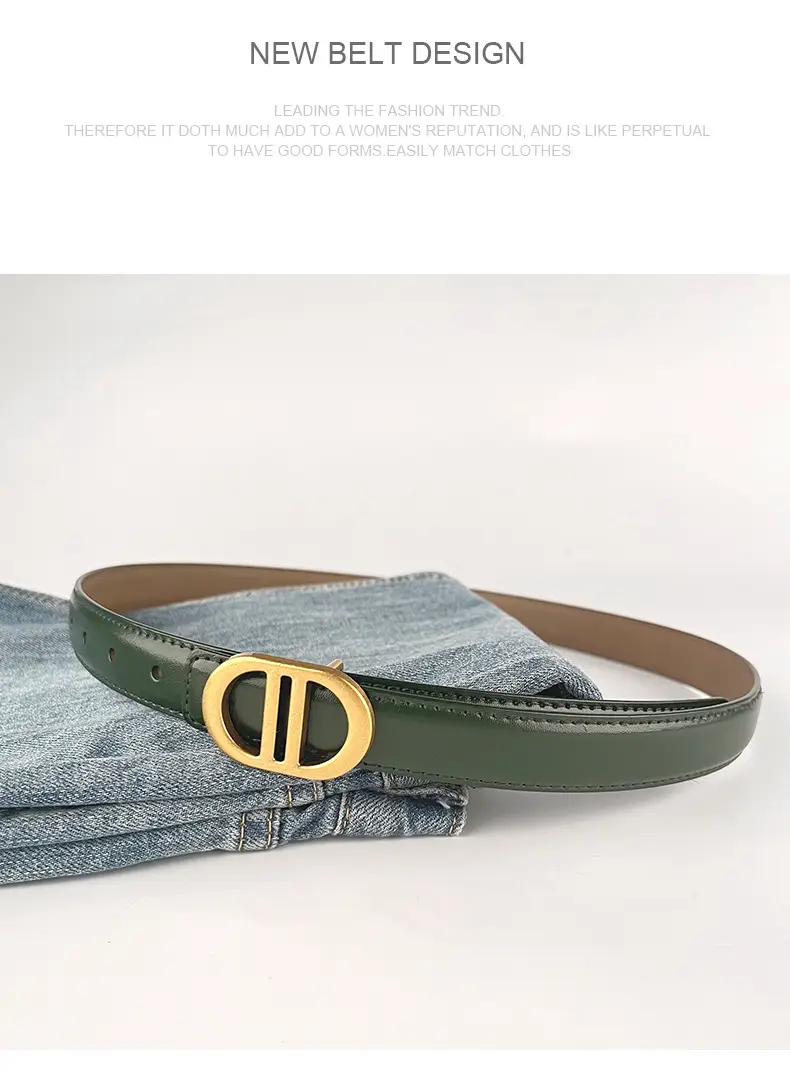 Women's Pink Leather Belt with Gold Logo β feature 11