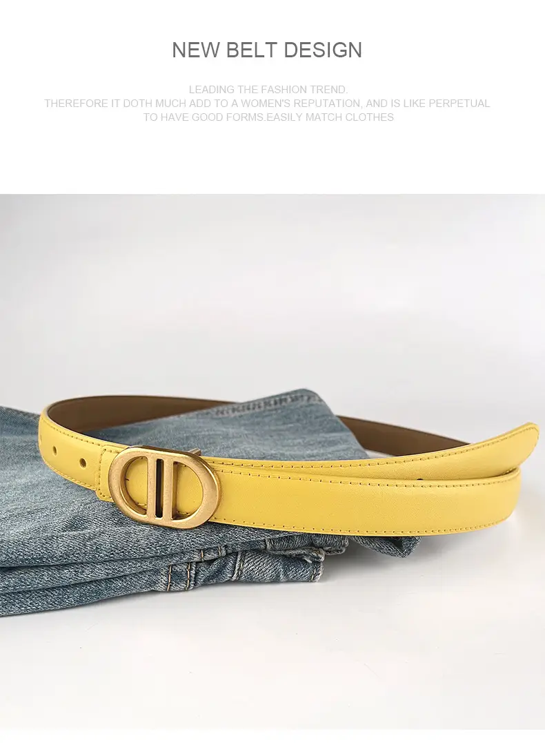 Women's Pink Leather Belt with Gold Logo β feature 12