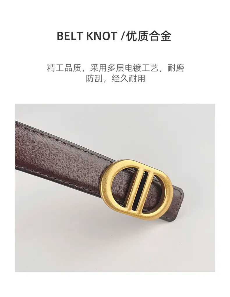 Women's Pink Leather Belt with Gold Logo β feature 7
