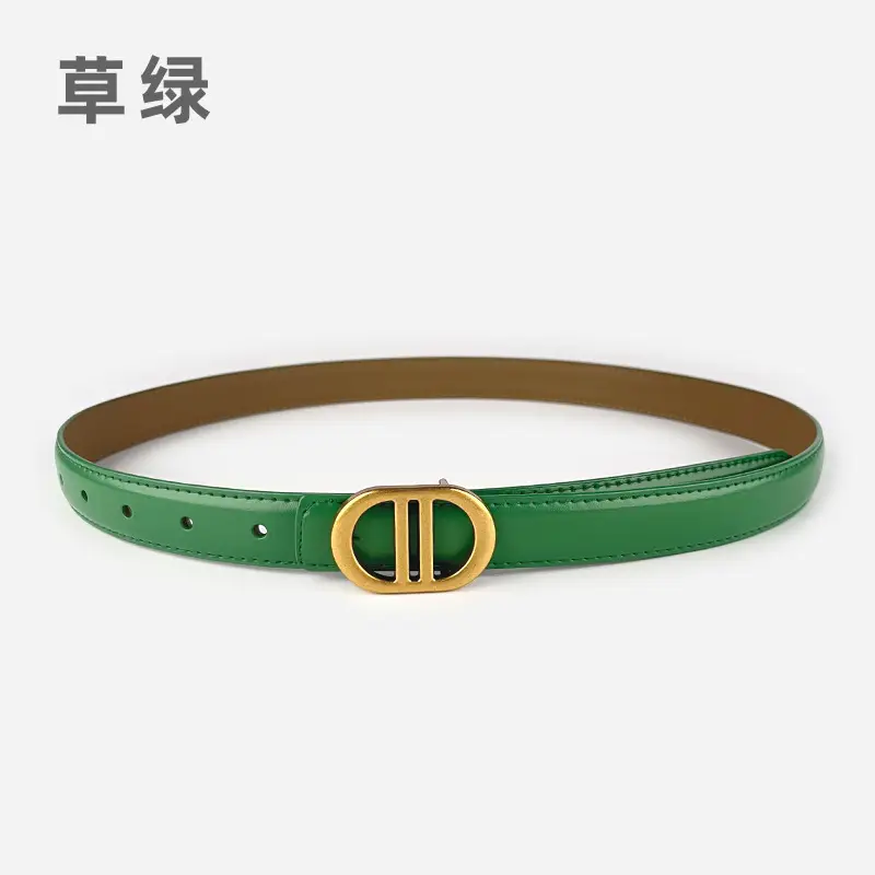 Women's Pink Leather Belt with Gold Logo - Image 10