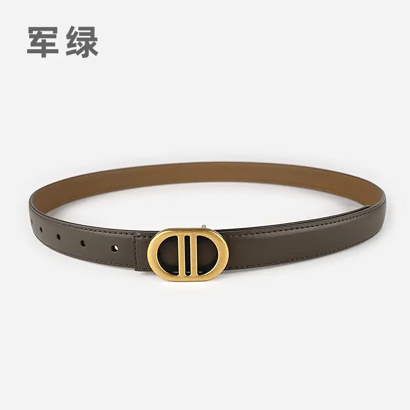 Women's Pink Leather Belt with Gold Logo - Image 11