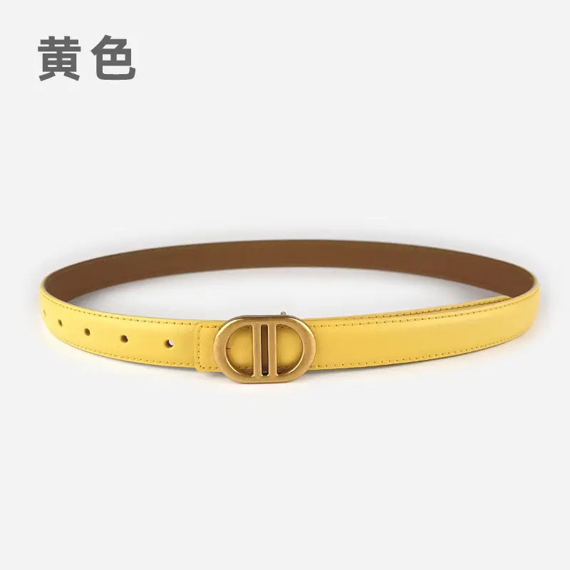 Women's Pink Leather Belt with Gold Logo - Image 12