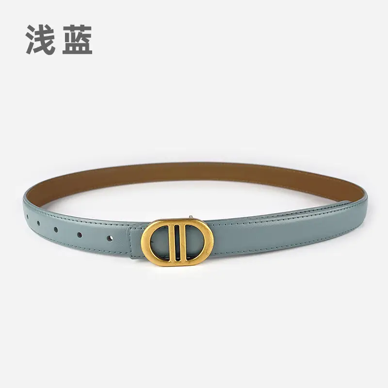 Women's Pink Leather Belt with Gold Logo - Image 16