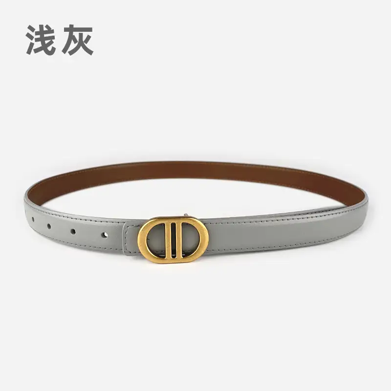 Women's Pink Leather Belt with Gold Logo - Image 17