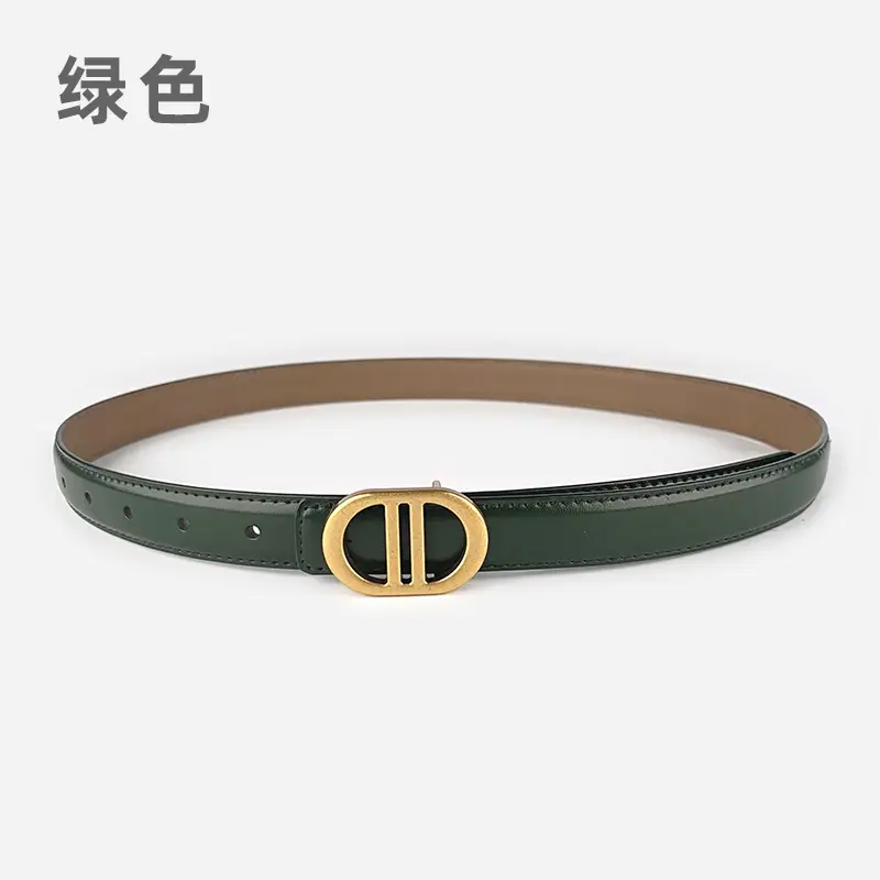 Women's Pink Leather Belt with Gold Logo - Image 21