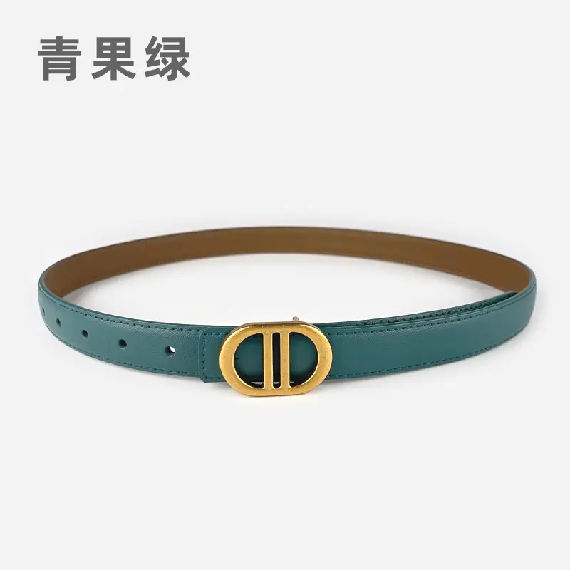 Women's Pink Leather Belt with Gold Logo - Image 22