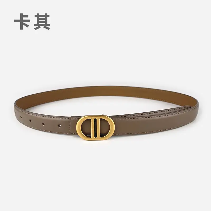 Women's Pink Leather Belt with Gold Logo - Image 5