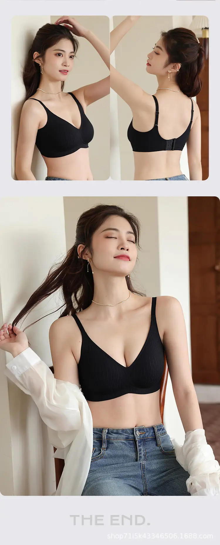 Women's Black Fixed Cup Pull-Up Bra Summer Wear — feature 23