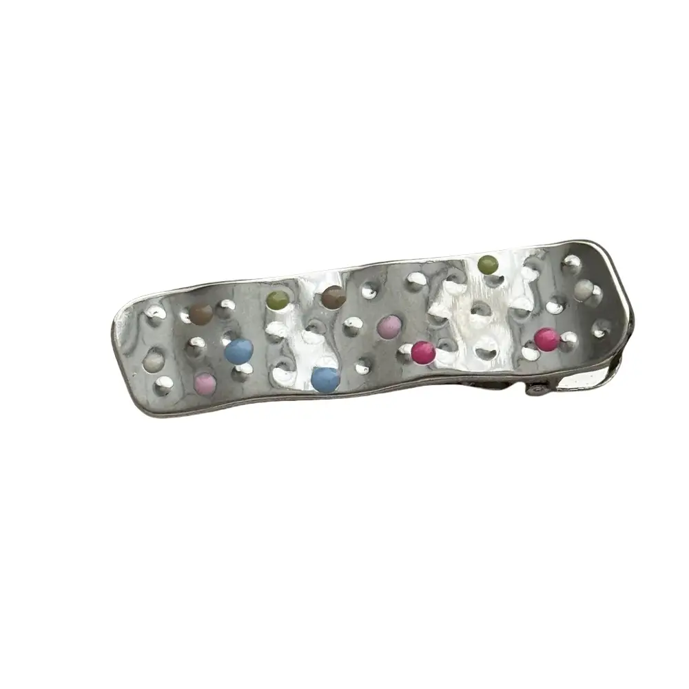 Silver Metal Hairpins with Colorful Dots & Side Clips