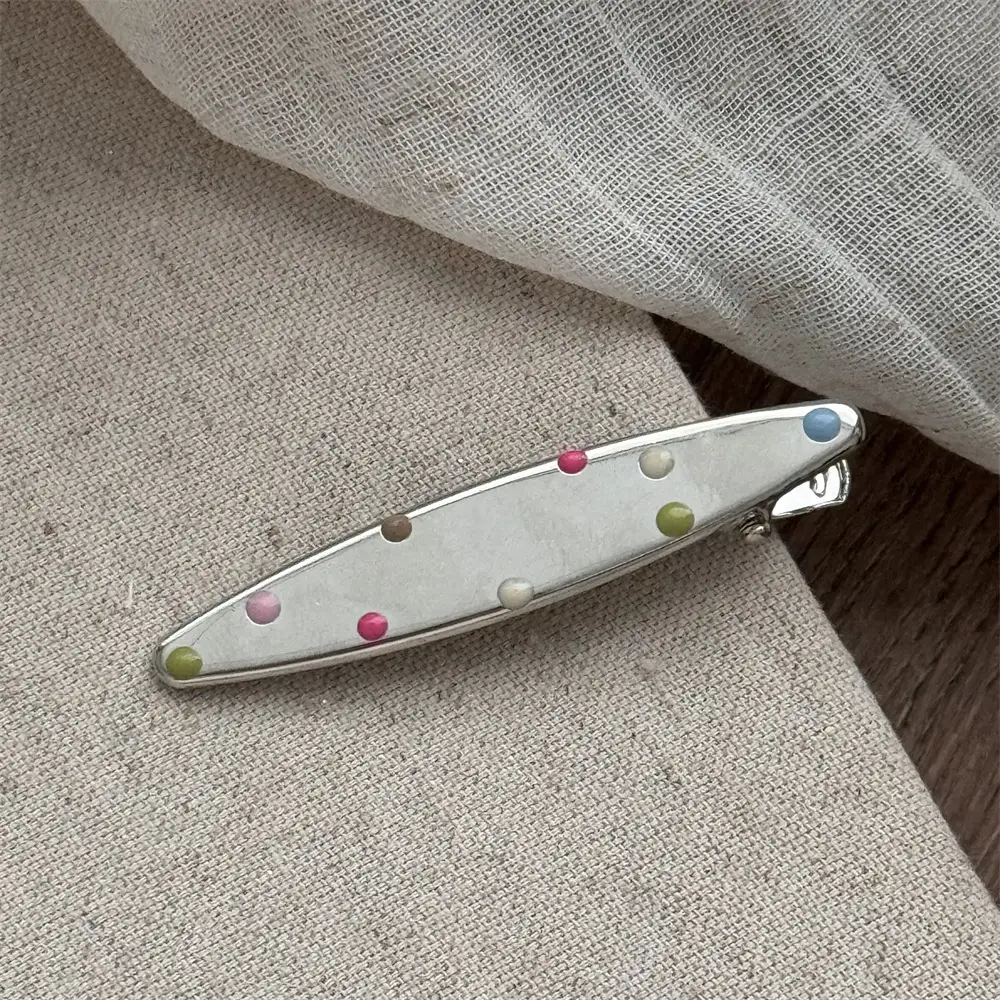 Silver Metal Hairpins with Colorful Dots & Side Clips