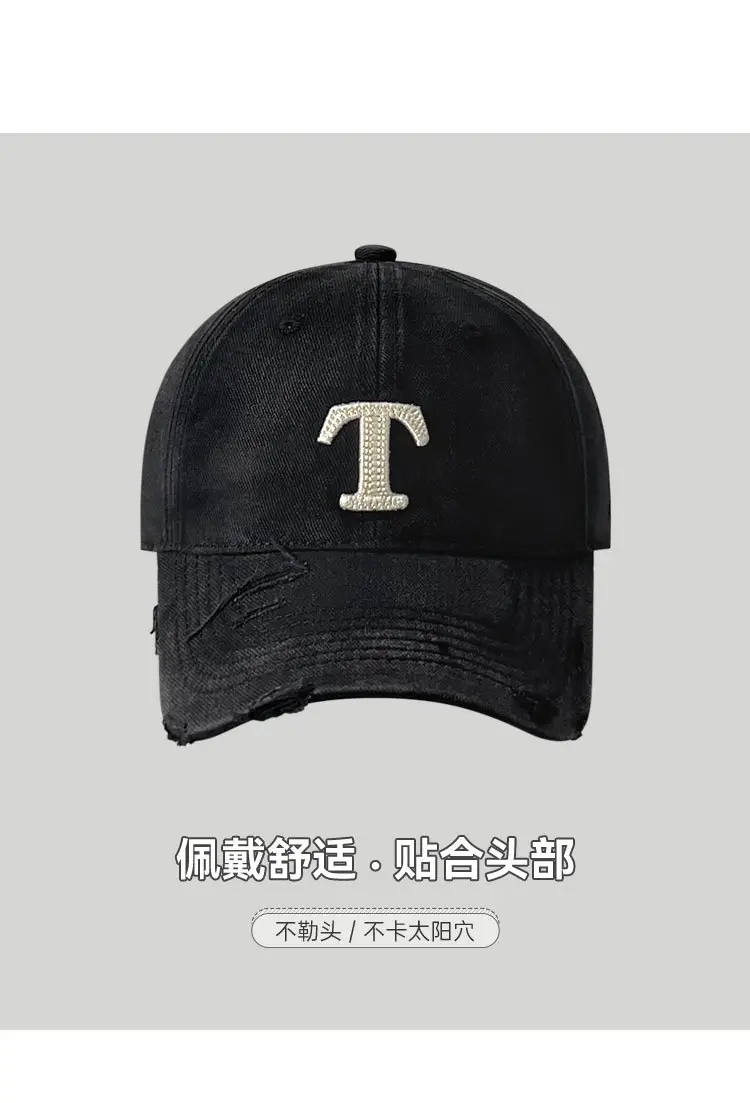 Washed Embroidered T-Letter Cap Women Spring Summer Korean Style — feature 6