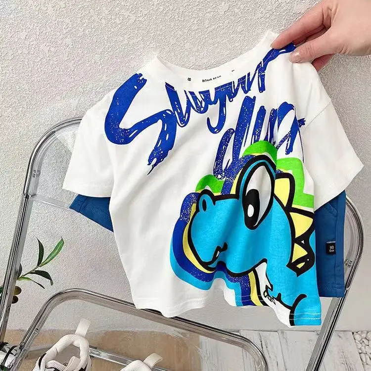 2024 Boys Cotton Shorts White Blue Graphic Summer Wear - Image 2