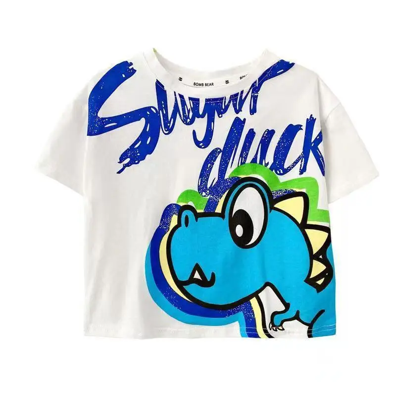2024 Boys Cotton Shorts White Blue Graphic Summer Wear - Image 5