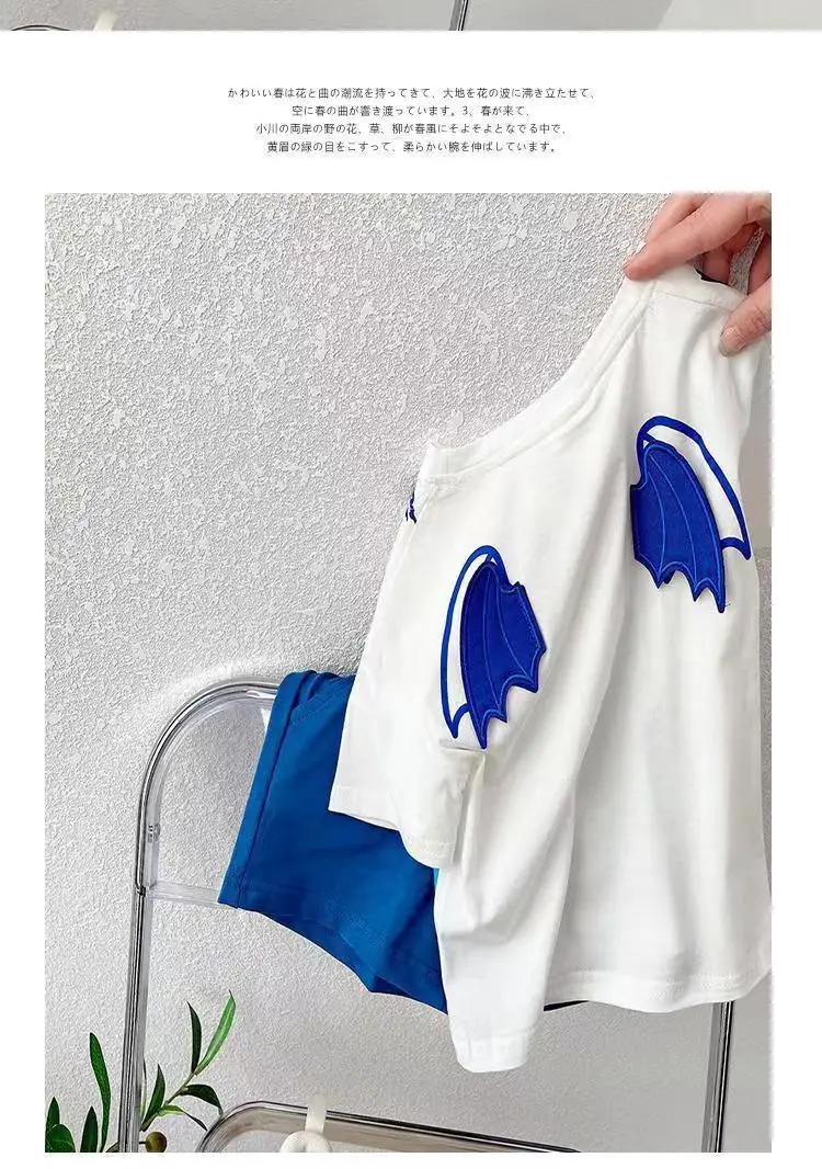 2024 Boys Cotton Shorts White Blue Graphic Summer Wear — feature 10