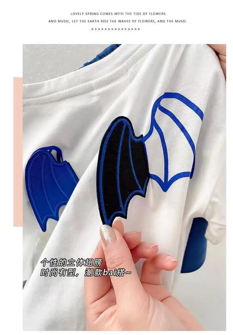 2024 Boys Cotton Shorts White Blue Graphic Summer Wear — feature 3