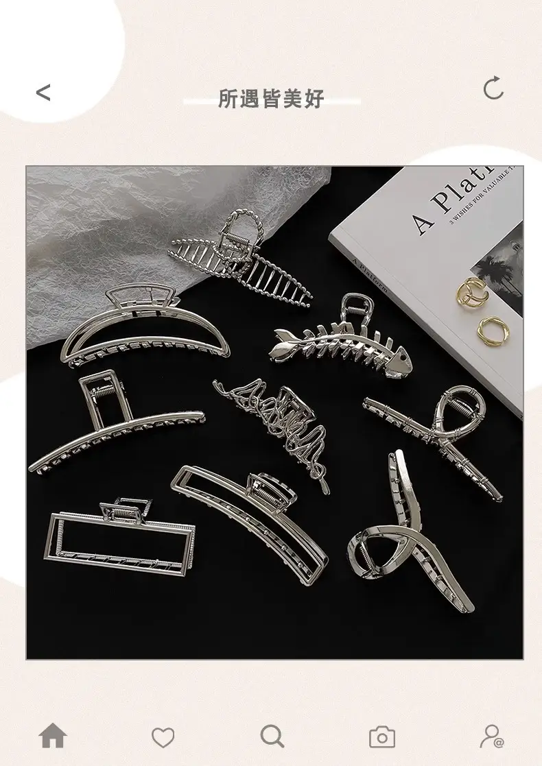 Silver Cold Style Hairpin with Stone Accents — feature 1