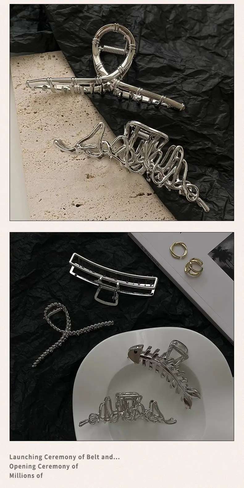 Silver Cold Style Hairpin with Stone Accents — feature 4