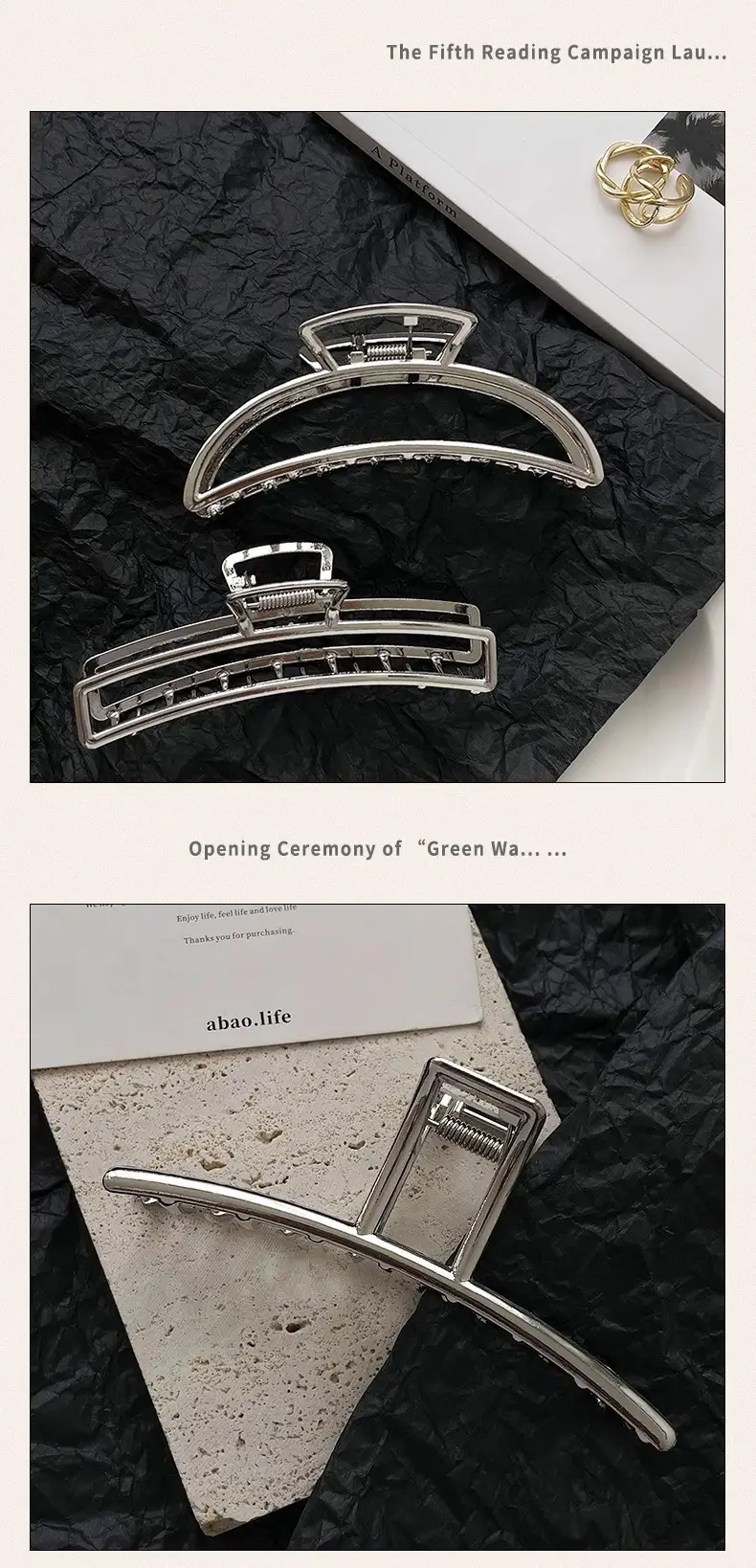 Silver Cold Style Hairpin with Stone Accents — feature 5