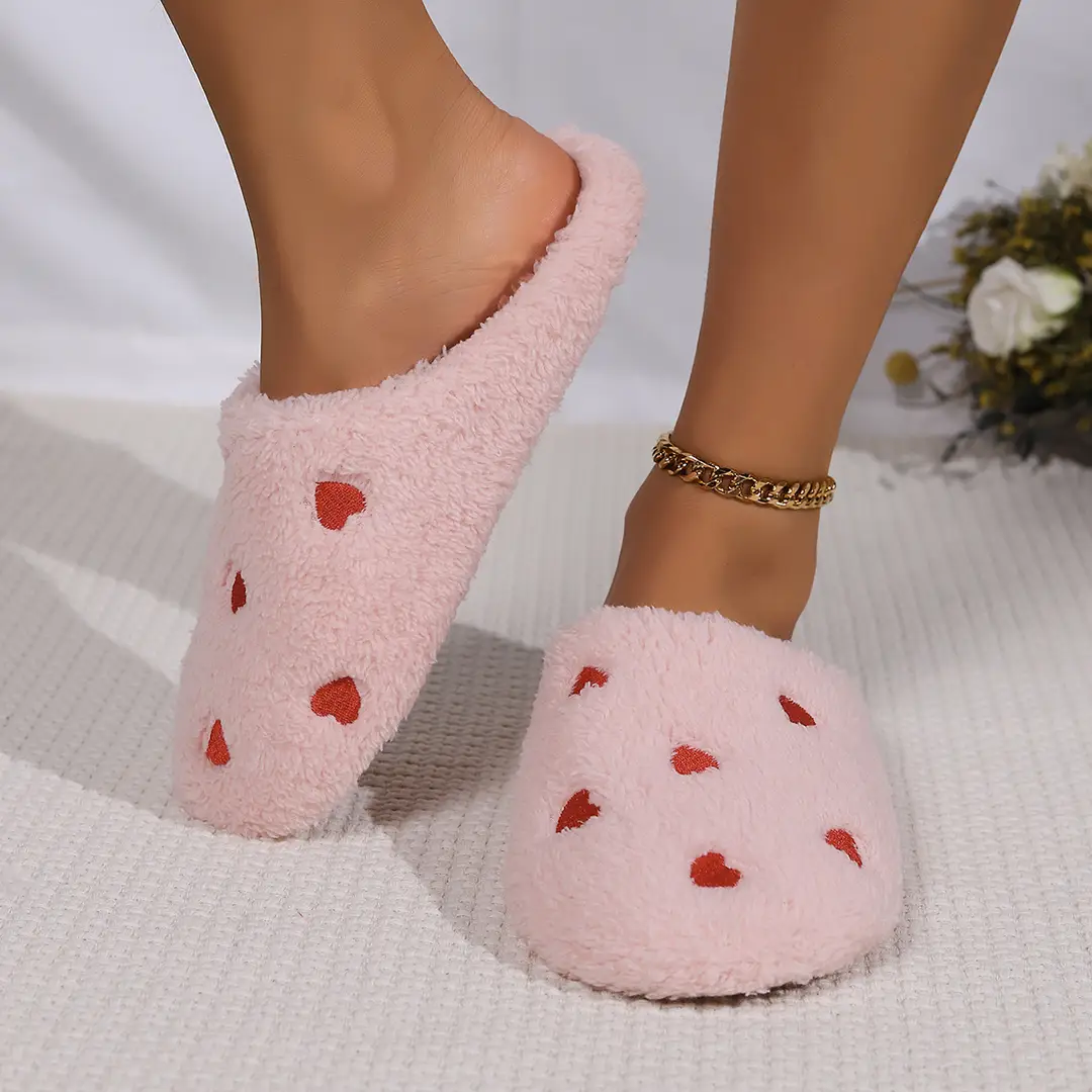 Cross-border small love warm and comfortable winter indoor home flat foreign trade wholesale Baotou simple soft cotton slippers - Image 2