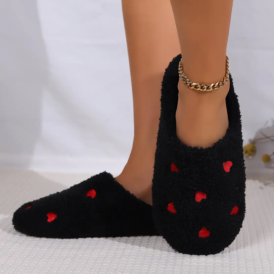 Cross-border small love warm and comfortable winter indoor home flat foreign trade wholesale Baotou simple soft cotton slippers — feature 8