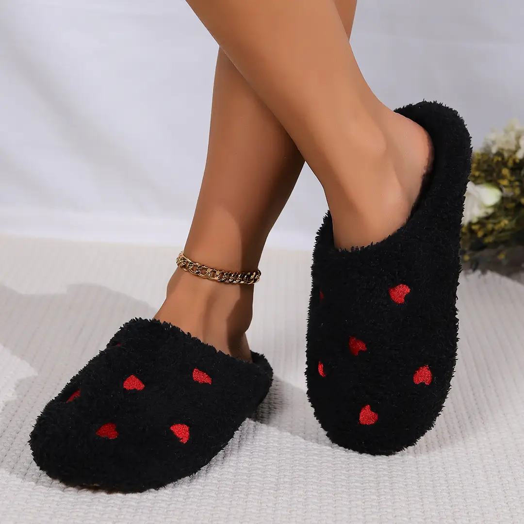 Cross-border small love warm and comfortable winter indoor home flat foreign trade wholesale Baotou simple soft cotton slippers - Image 3