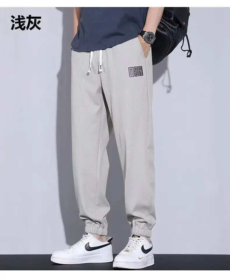 Men's Grey Ice Silk Wide Leg Pants — feature 14