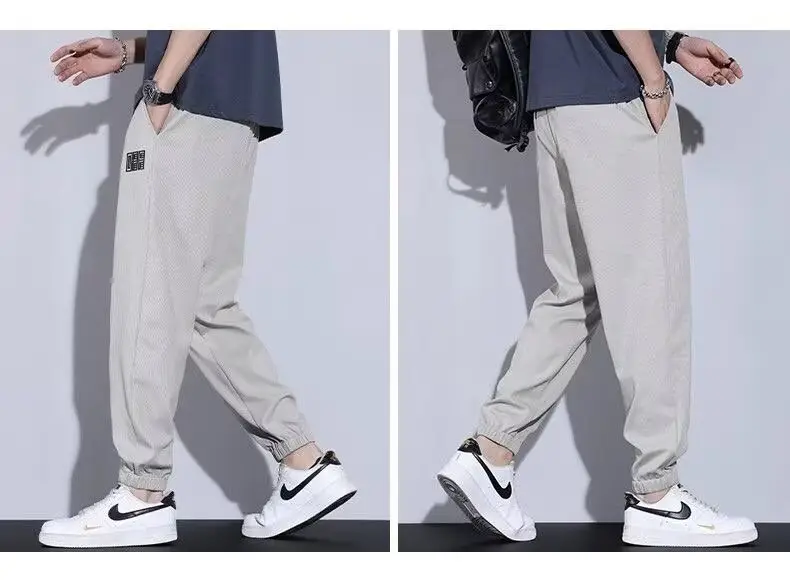 Men's Grey Ice Silk Wide Leg Pants — feature 15