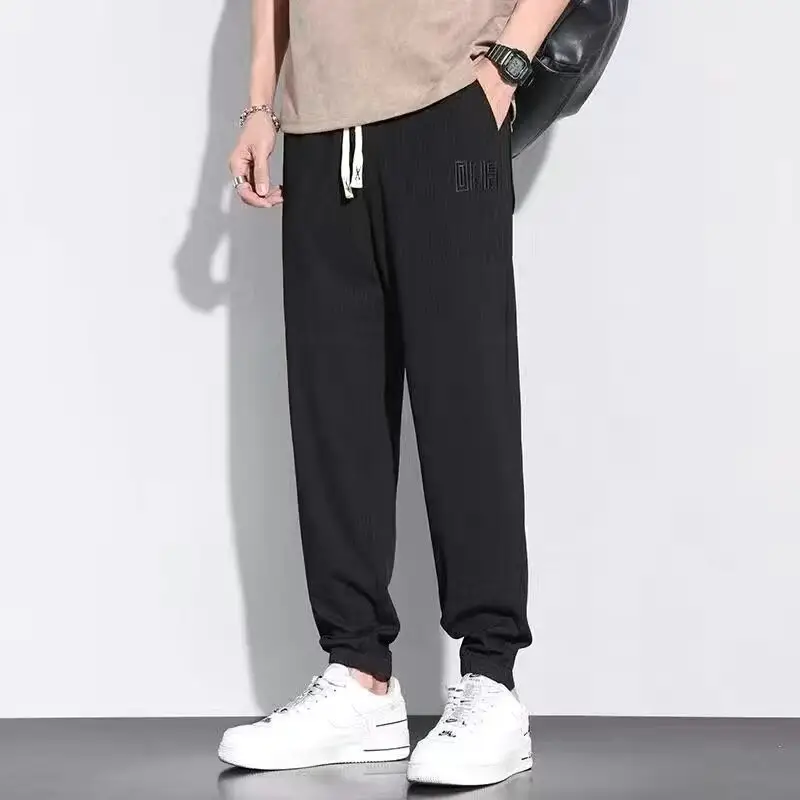 Men's Grey Ice Silk Wide Leg Pants — feature 4