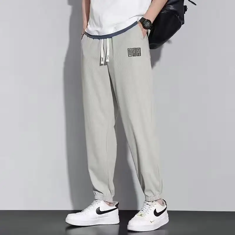 Men's Grey Ice Silk Wide Leg Pants — feature 6