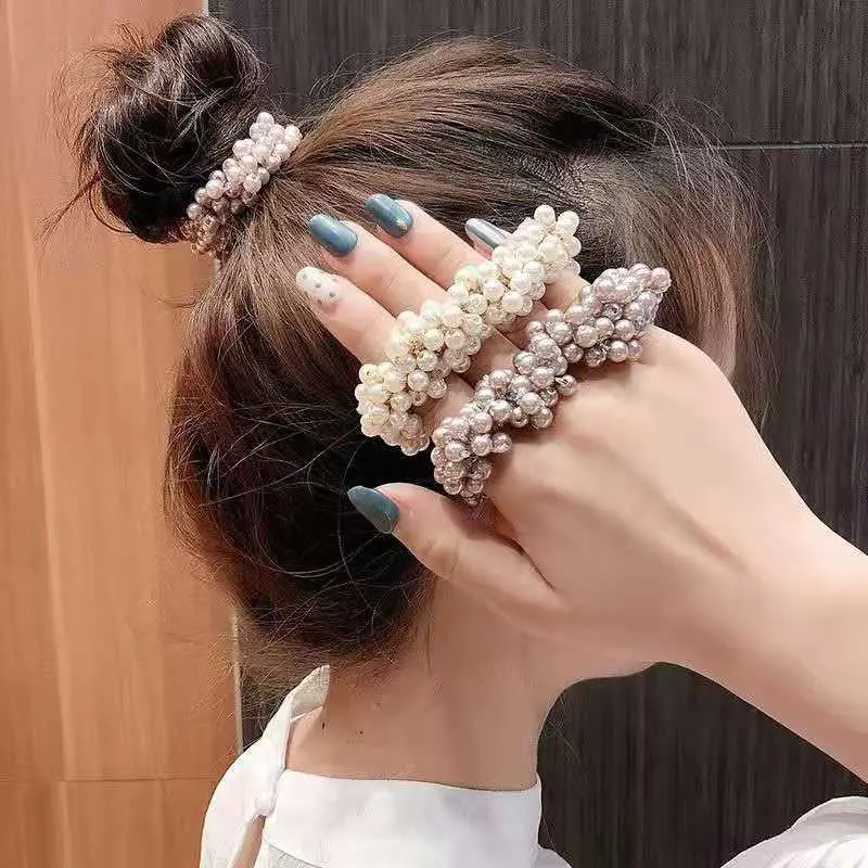 Korean Pearl Hair Ring Bracelet Dual Purpose High Elastic - Image 5