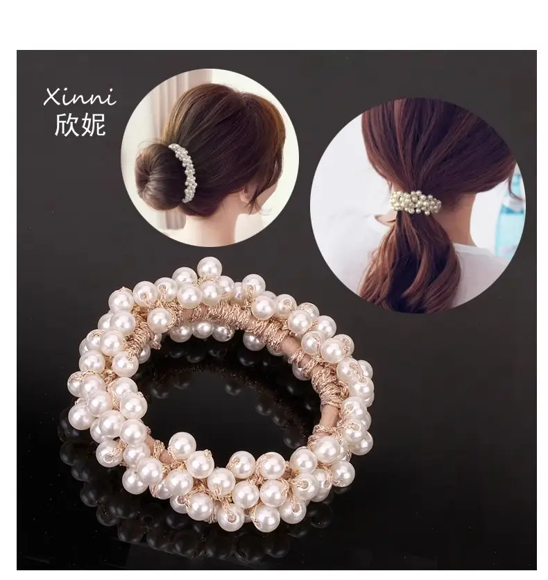 Korean Pearl Hair Ring Bracelet Dual Purpose High Elastic — feature 1