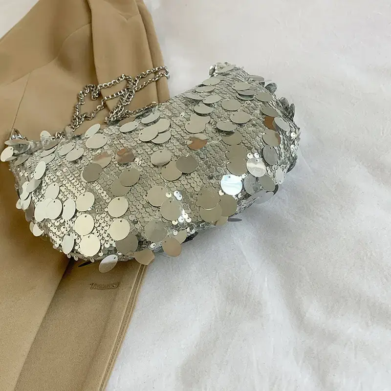Women's Sequin Crossbody Bag with Chain