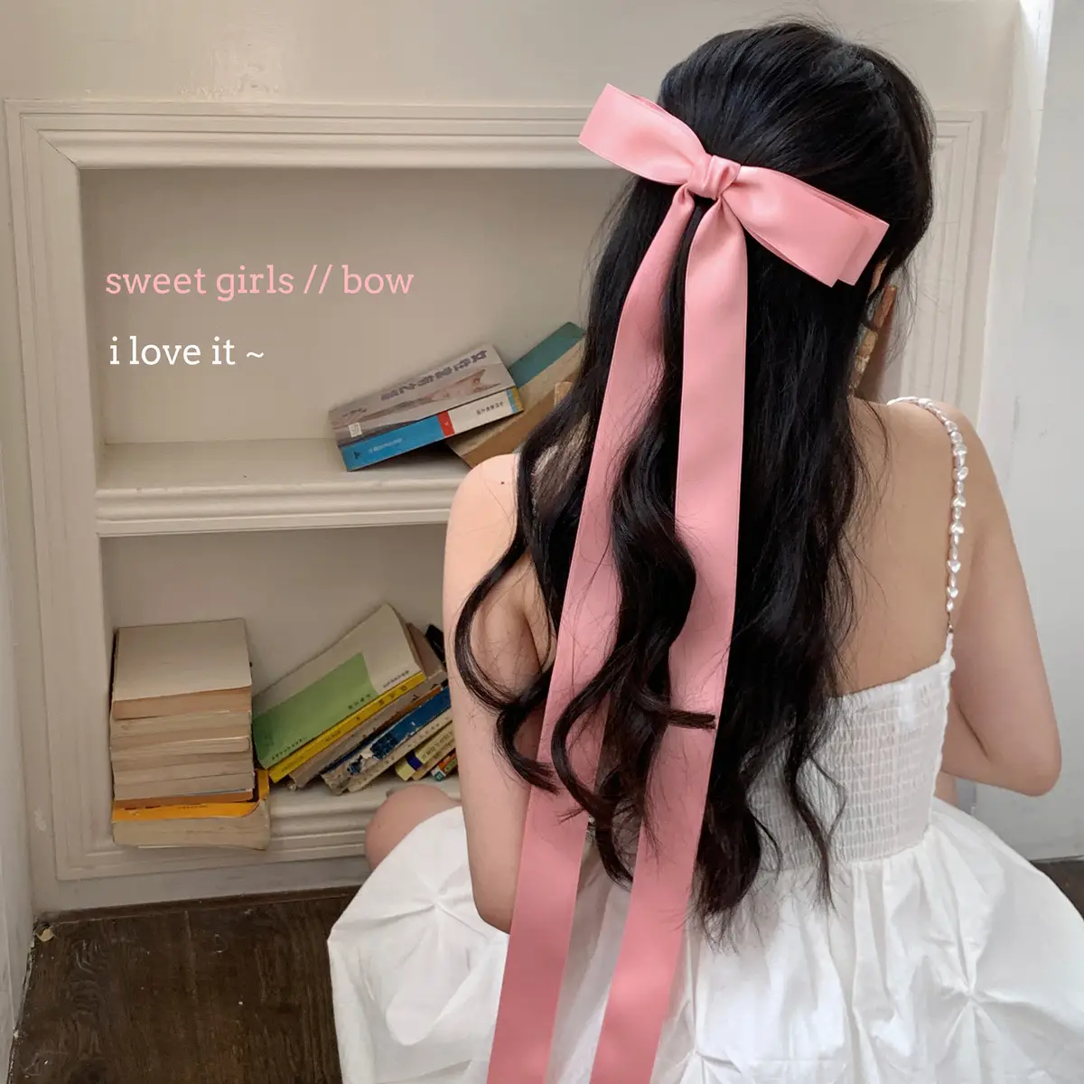 Black Off-Shoulder Bow Hairpin Ribbon Headwear for Women