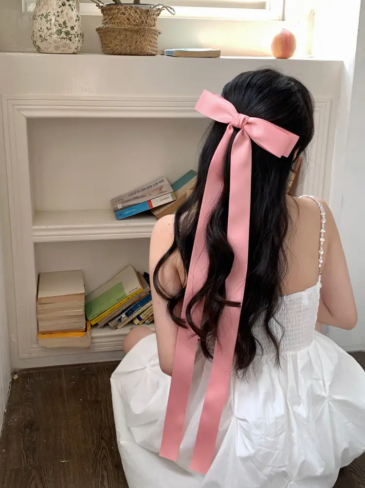 Black Off-Shoulder Bow Hairpin Ribbon Headwear for Women — feature 11