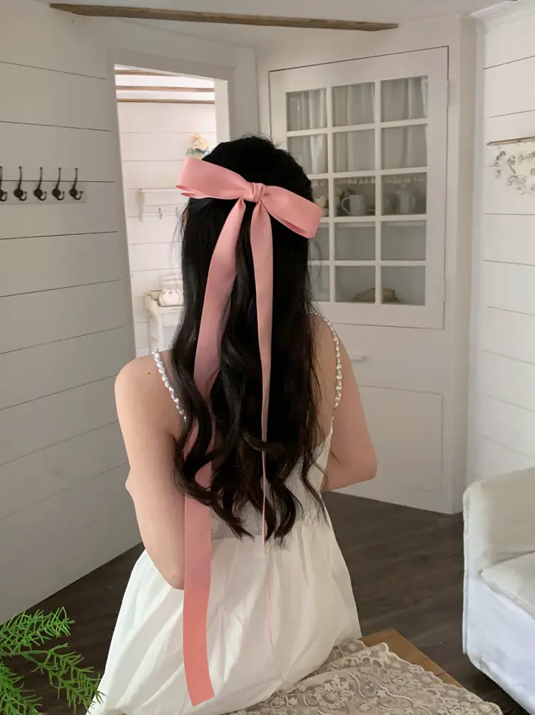 Black Off-Shoulder Bow Hairpin Ribbon Headwear for Women — feature 7
