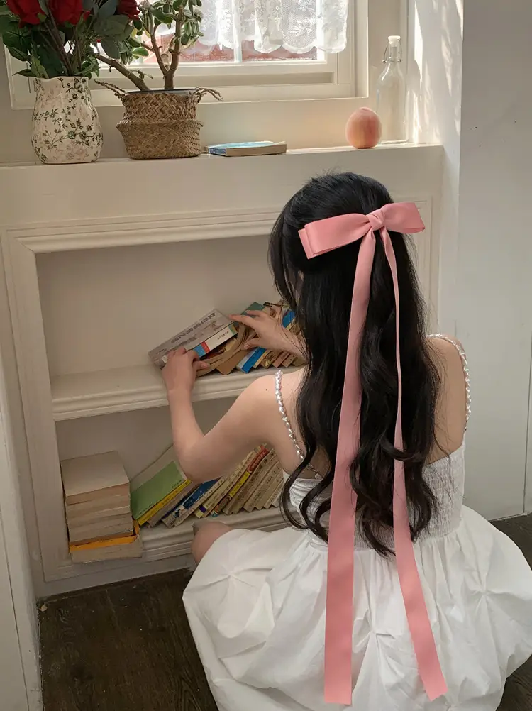 Black Off-Shoulder Bow Hairpin Ribbon Headwear for Women — feature 8