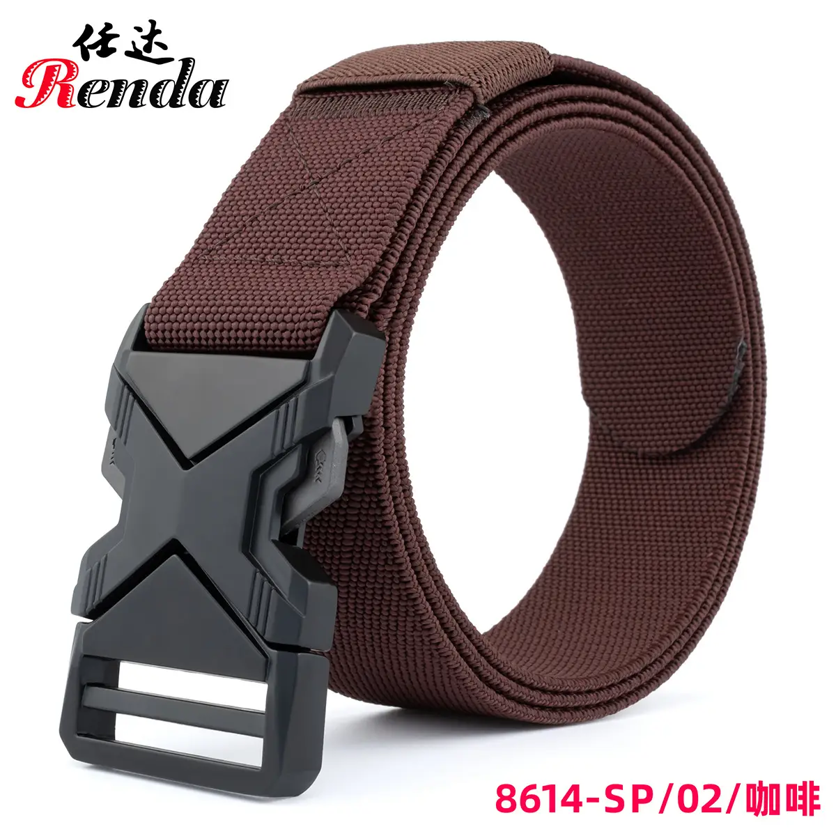 Men's Brown Tactical Belt with Quick Release Buckle - Image 2