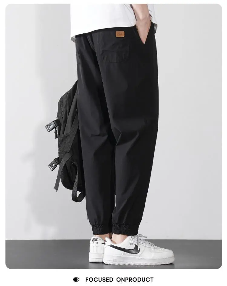 Men Ice Silk Jogger Pants Drawstring Waist Olive Green — feature 14