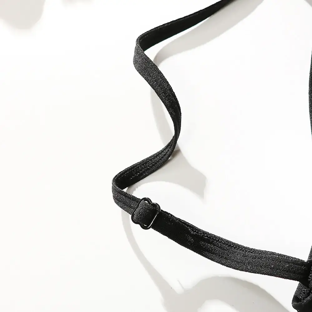 Black Triangle Cup Bra with Adjustable Straps - Image 3