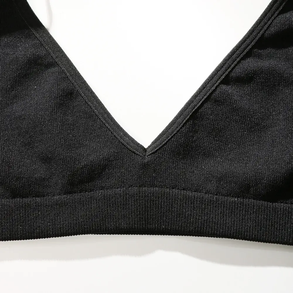 Black Triangle Cup Bra with Adjustable Straps - Image 4
