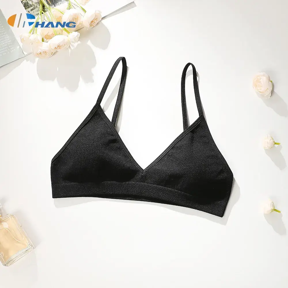 Black Triangle Cup Bra with Adjustable Straps