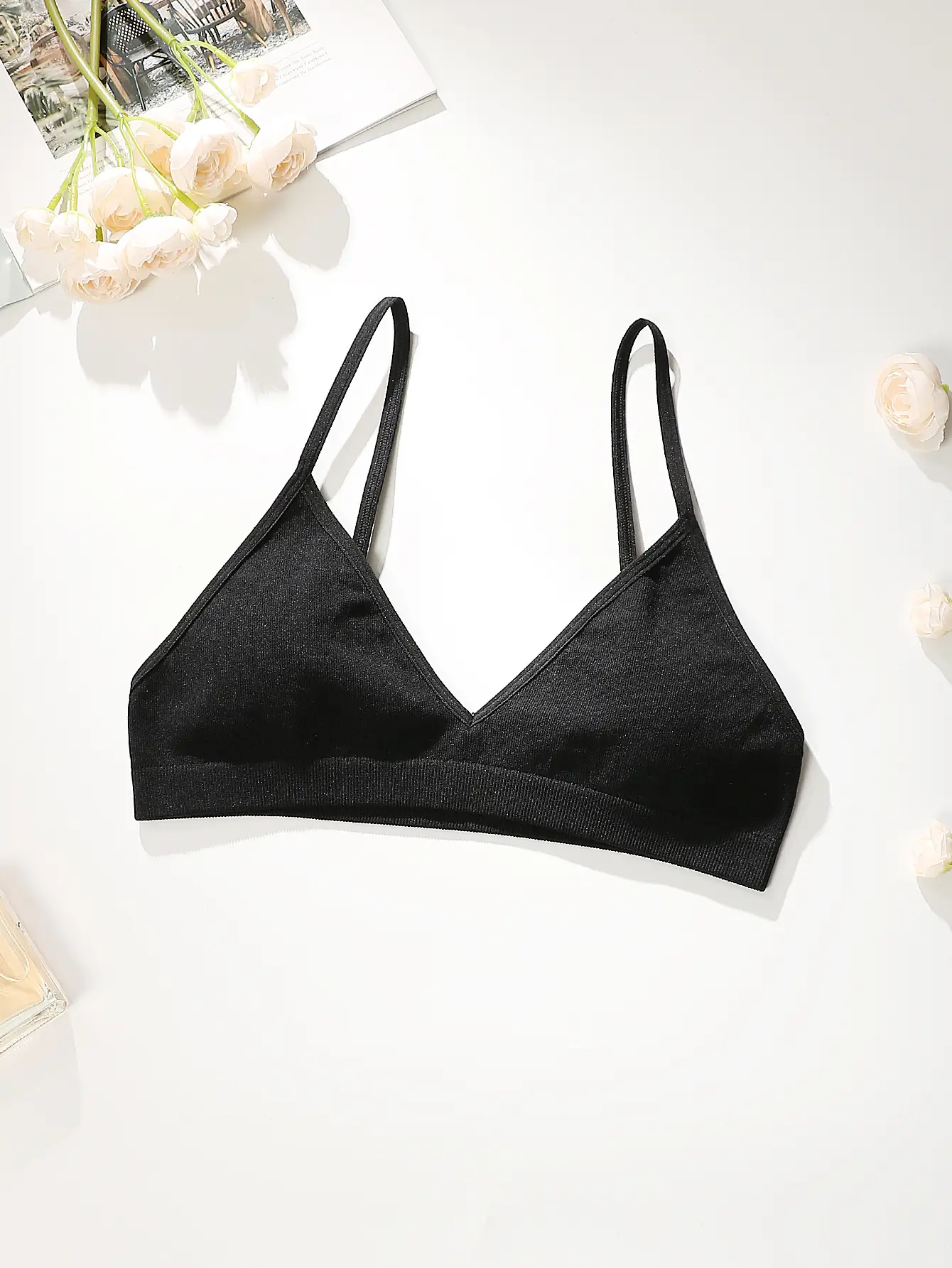 Black Triangle Cup Bra with Adjustable Straps — feature 8