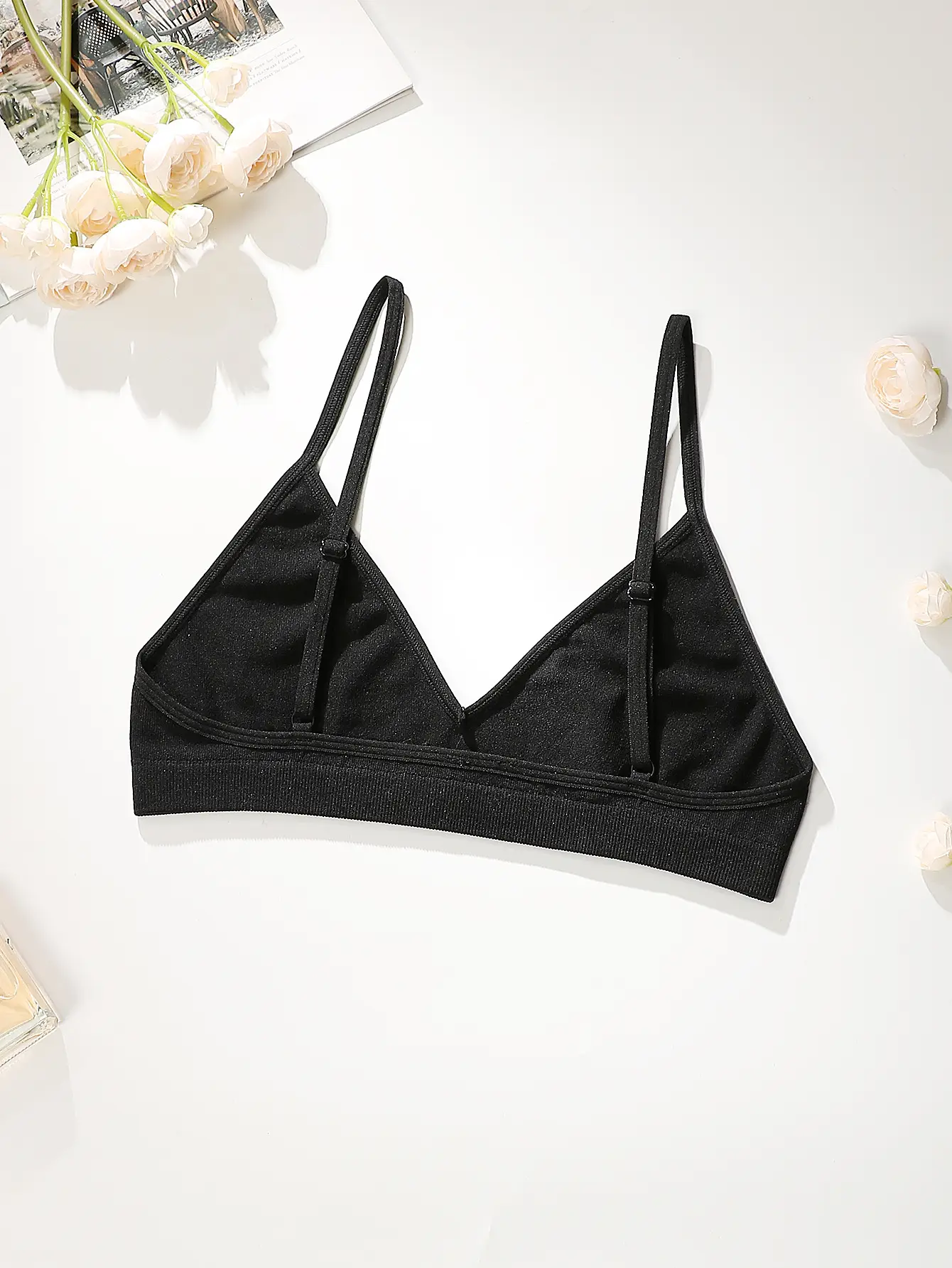 Black Triangle Cup Bra with Adjustable Straps — feature 9