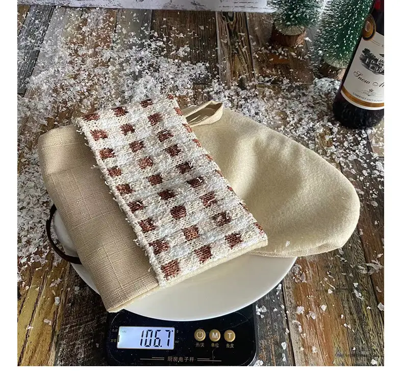 Xuan Li Large Christmas Socks Snowman Plaid Beige — feature 14