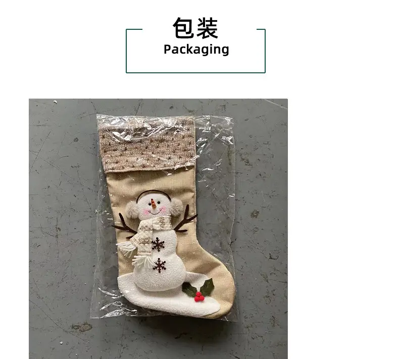 Xuan Li Large Christmas Socks Snowman Plaid Beige — feature 15