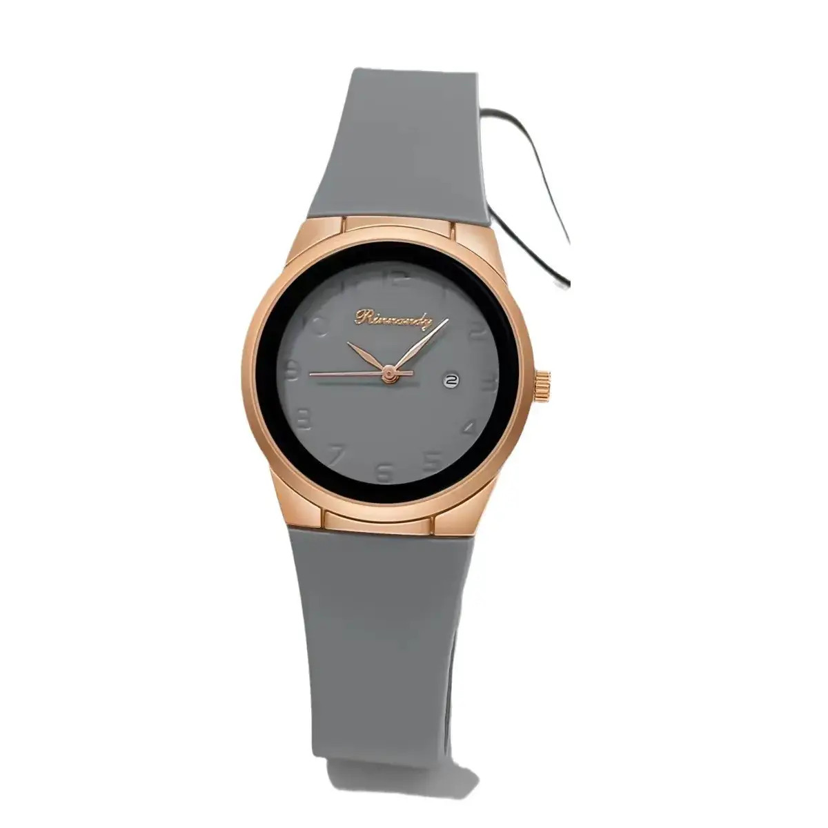 Ladies Silicone Belt Quartz Watch Rose Gold Dial
